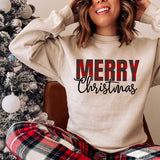 Buffalo Check Plaid Merry Christmas Crewneck Sweatshirt